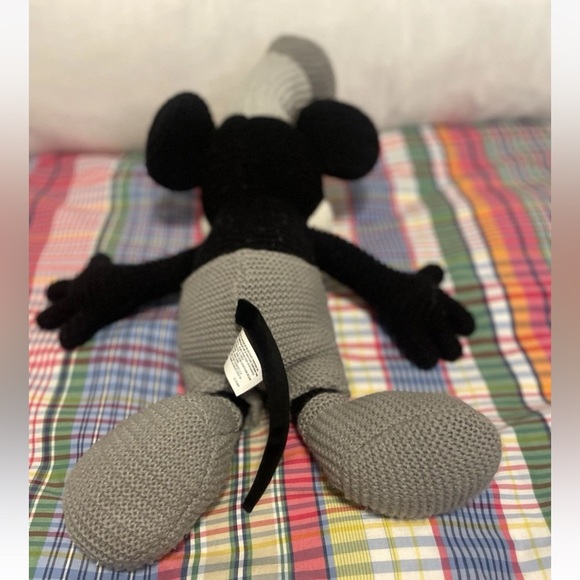DISNEY PARKS PLUSH STEAMBOAT WILLIE MICKEY MOUSE, 20 IN BLACK GRAY WHITE KNIT - Picture 10 of 16